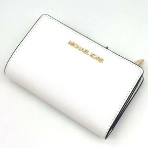 Michael Kors Bifold Zip Chain Wallet Optic White